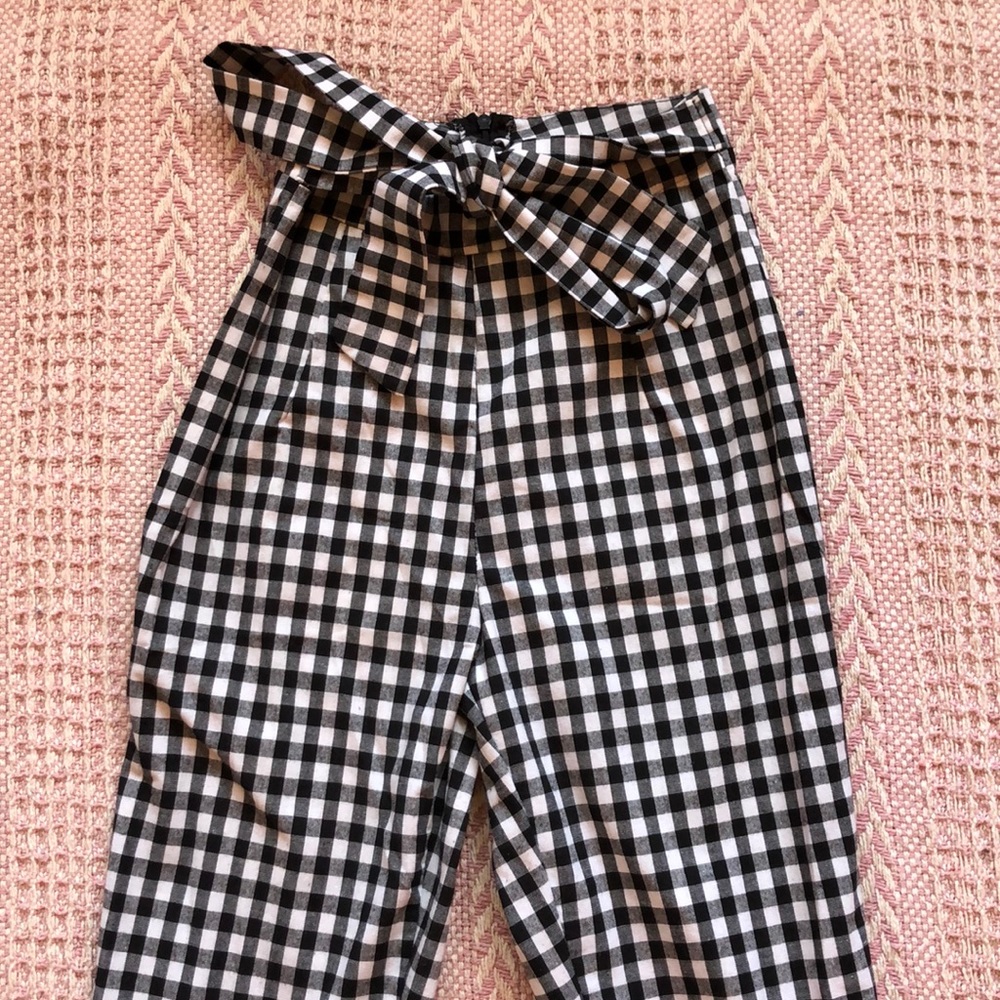 Gingham high waisted pants